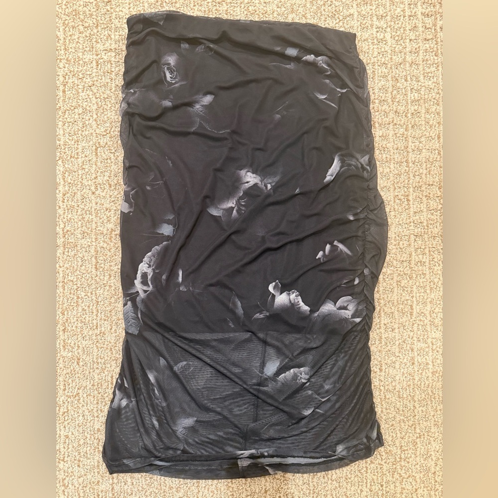 Rebecca Minkoff Black Floral Midi Skirt